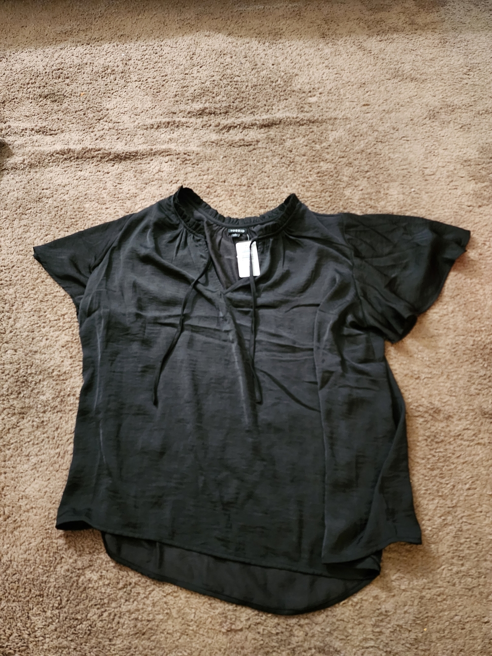 torrid Black Short Sleeve Tie-Front Blouse